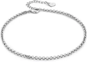 Women 925 Sterling Silver Anklets Bracelet Men Simple Chopin/Box Chain/Twist Rope Chain Summer Beach Foot 24k Gold Plated Jewelry Gift