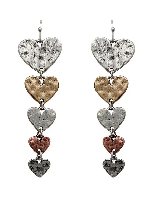 Womens Multi Heart Dangle Drop Long Earrings