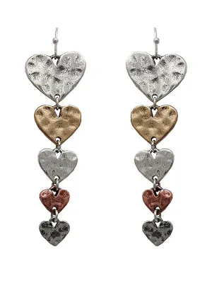 Womens Multi Heart Dangle Drop Long Earrings