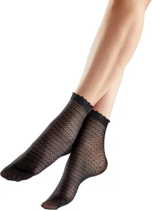 Women's Small Diamond Anklets, Black (Black), One Size