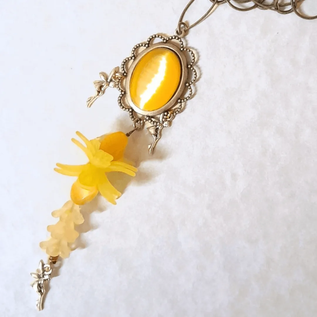 Yellow Cat's Eye Fantasy Fairy Necklace