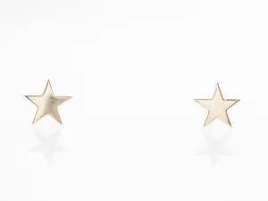 Yellow Gold Star Stud Earrings in 14K