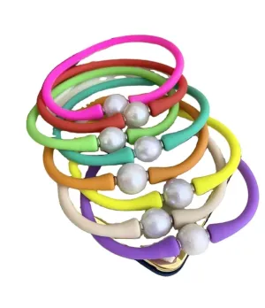 Zirconite Pearl Rubber Bracelet Bangle. 837B100